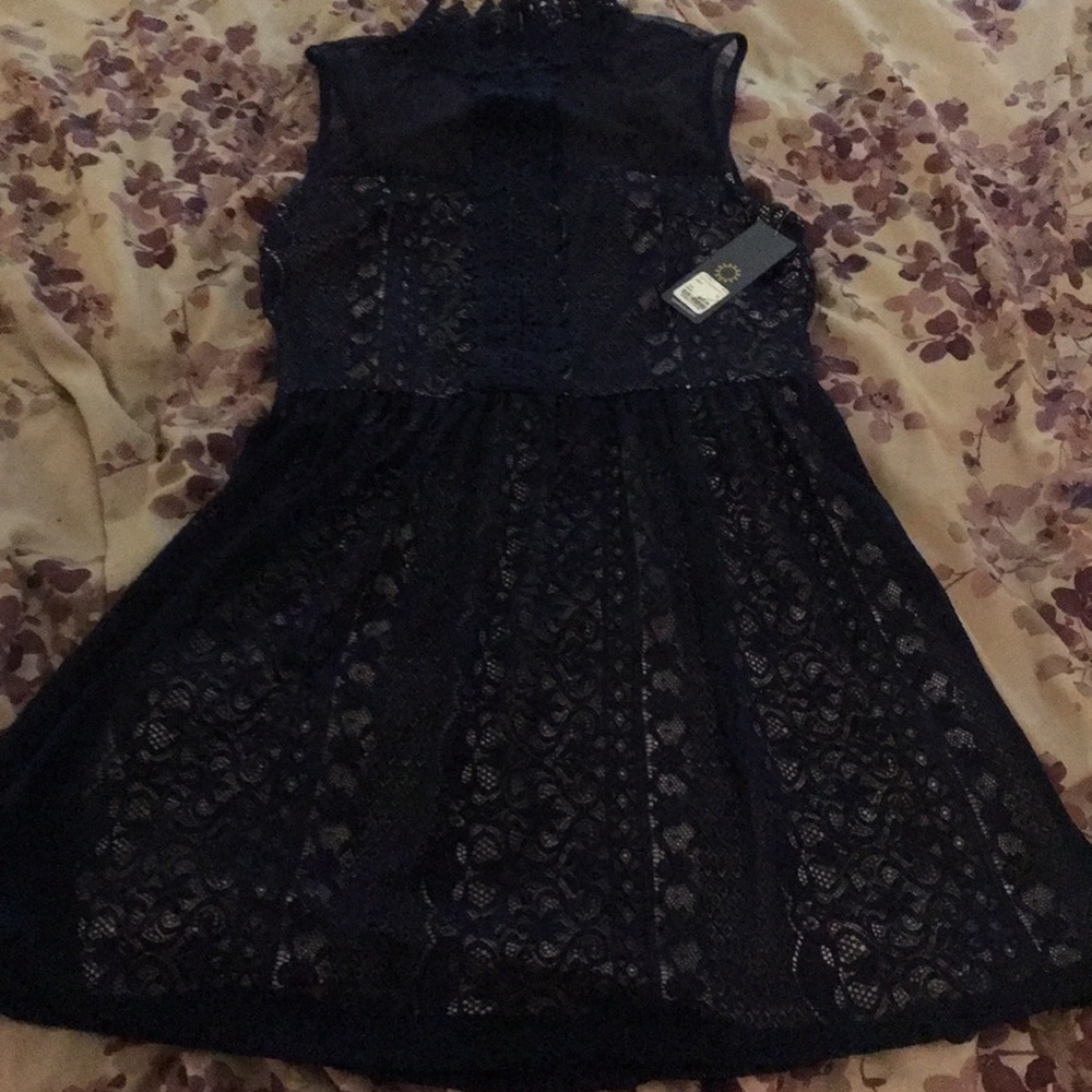 Navy lace party dress